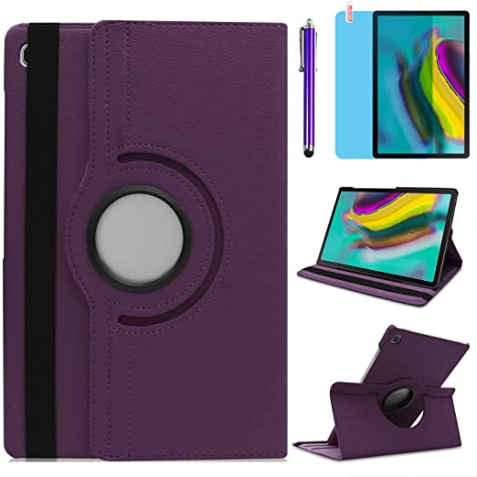 Case for Samsung Galaxy Tab S5e 2019 10.5 inch (SM-T720 SM-T725) - 360 Degree Rotating Stand Case Full Protective Smart Cover,With Stylus Pen,Screen Film (Purple)