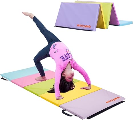 Tumbling Mat – Gymnastics Mat, Easy to Clean Gym Mat, Sturdy, Foldable Tumbling Mat for Kids, Padded, Lightweight, Portable, Carrying Handle, Gymnastics Equipment for Activity Play