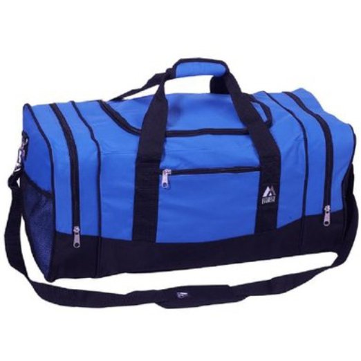 25" Sporty Gear Large Duffle Bag W/Padded Shoulder Straps, Color: Royal Blue W/Black Trim