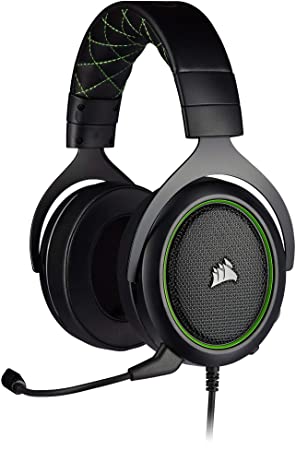 Corsair HS50 PRO Stereo Gaming Headset (Adjustable Memory Foam Ear Cups, Lightweight, Noise-Cancelling Detachable Microphone with PC, PS4, Xbox One, Switch and Mobile Compatibility) - Green