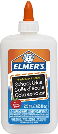 Elmer's Washable No-Run School Glue, 225ml, 7.625-Ounce Bottle (60310Q),White