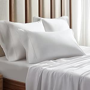 YSSOA King Bed Sheet Set-Cooling Breathable & Super Soft 4 Piece Bedding Sheets & Pillowcases with Deep Pockets up to 15", Easy-Fit, Wrinkle, Fade & Stain Resistant, White