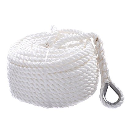 Giantex 1/2"x50'/100'/150'/200' Twisted Three Strand 6600lbs Nylon Anchor Rope Boat Sailboat