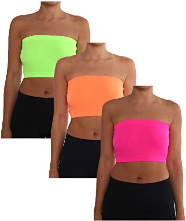 AEKO Women's Combo Pack One Size Strapless Base Bra Layer Bandeau Seamless Tube Top Regular and Plus Sizes