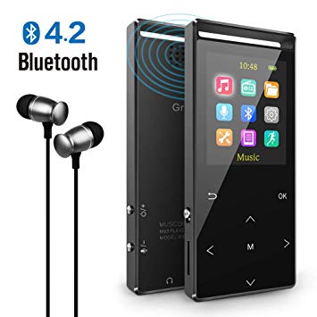 MP3 Player with Bluetooth, 8GB Portable Digital Music Player with FM Radio/Recorder,HiFi Lossless Sound Quality,Music Direct Recording,Expandable up to 128GB TF Card,with Armband, Black
