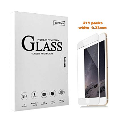 iPhone 8 Screen Protector, 2 1 Pack，there are 2 tempered glass screen protectors, and 1 tempered glass protector for the rear cover (white-8, 0.33mm)
