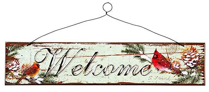 CWI Gifts Cardinal Welcome Sign (Set of 2), 15 x 3.5 x 2