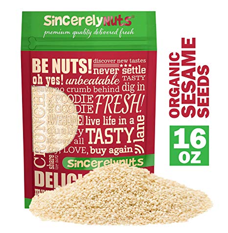 Sincerely Nuts Hulled Organic Sesame Seeds (1 lb Bag)- Nature's Super Seed | Rich Flavor Profile Perfect for Cooking | Raw, Gluten Free, Vegan & Kosher | All Natural Plant Based Protein & Healthy Fats