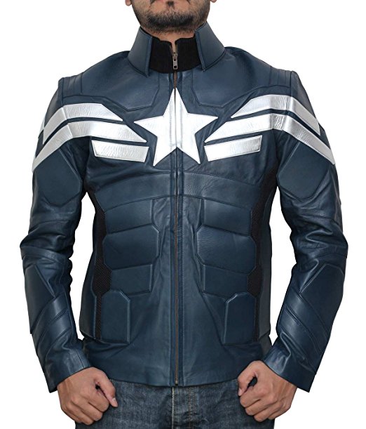America Men's Captain Winter Blue Leather Jacket ►DEAL OF THE DAY◄