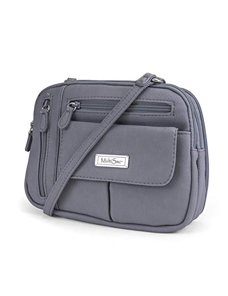 MultiSac womens Zippy Triple Compartment Crossbody Bag