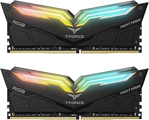 TEAMGROUP Team T-Force Night Hawk RGB DDR4 Gaming Memory, 2 x 16 GB, 3200 Mhz, 288 Pin DIMM, Black