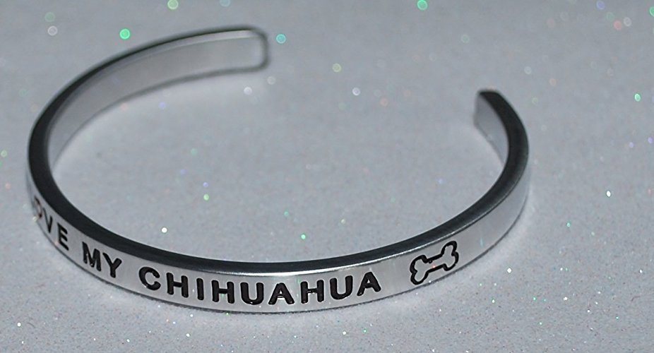 I Love My Chihuahua / Engraved, Hand Made and Polished Bracelet with Free Satin Gift Bag