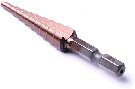 Atoplee 1pc HSS Cobalt M35 Step Drill Bit Hex Shank Step Cone Drill Bit Hole Cutter 9 steps 4-12mm