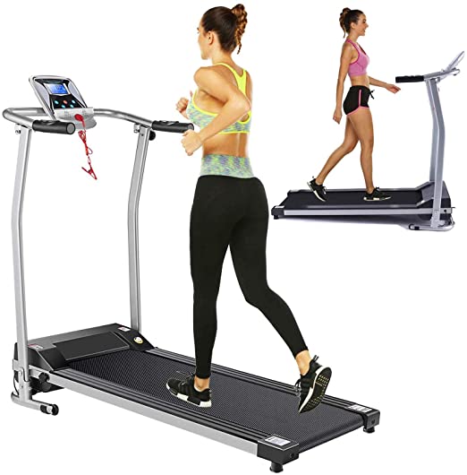Folding Treadmill Electric Treadmills for Home with LCD Monitor,Pulse Grip and Safe Key Running Walking Jogging Exercise Fitness Machine for Home Gym Office Space Saver Easy Assembly
