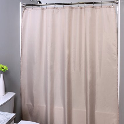 SlipX Solutions Fabric Shower Curtain Liner with Microban: Mildew Resistant, Water-Resistant, Weighted Hem (Beige, Soft Woven Polyester, 70" x 72")