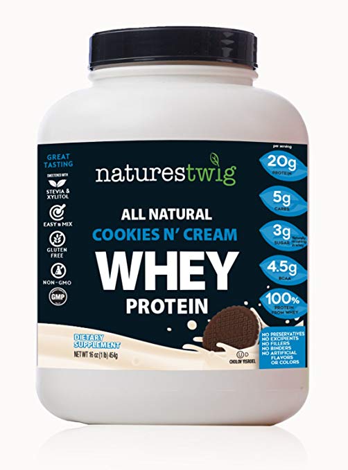 NaturesTwig All Natural Whey Protein (Kosher- Cholov Yisroel) (Cookies N' Cream) 16 oz (1lb) 454g