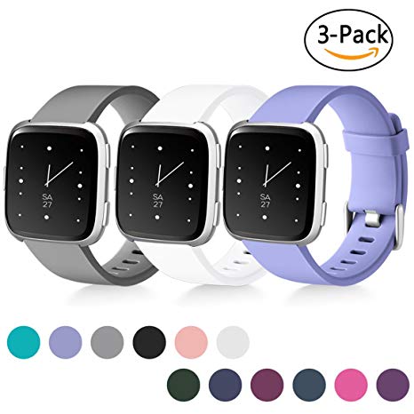 Maledan For Fitbit Versa Bands Classic Accessory Replacement Sport Bands for Fitbit Versa Smartwatch3 Pack Women Men Large Small