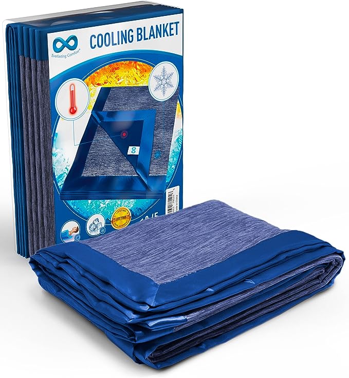 Everlasting Comfort Cooling Blanket for Hot Sleepers- Dual Sided Bamboo Summer Blanket Cools Body Temperature up to 10 Degrees in Under 5 Minutes - Light Cooling Throw Blanket For Sleeping (152x203cm)