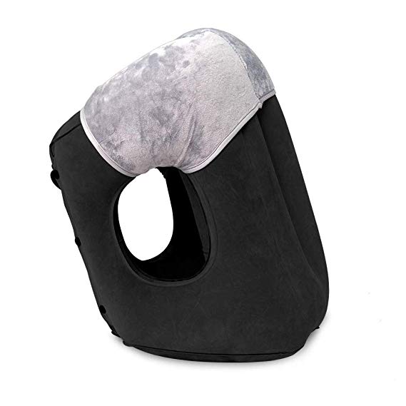 HAIYANLE,Inflatable Travel Pillow, Airplane Pillow 2019 New Edition Multifunction Pillow Support The Neck and Lumbar, Outdoor Pillow for Airplanes Trains Buses,Cars Office Napping Camping (Black)