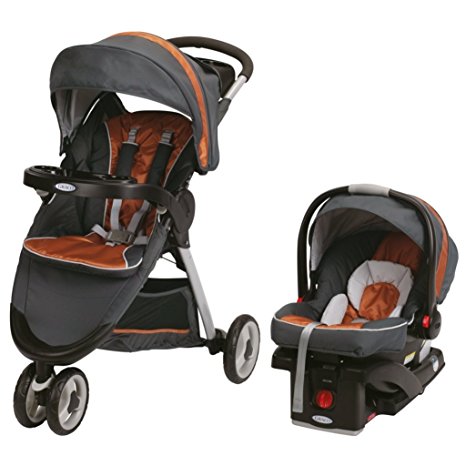 2014 Graco FastAction Fold Sport Stroller Click Connect Travel System, Tangerine