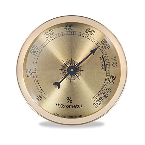 Volenx Analog Hygrometer for Cigar Humidor, Round Humidity Gauge Monitor (Gold)