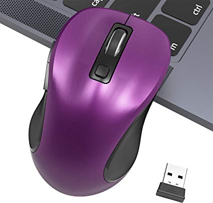 Wireless Mouse, TedGem 2.4G Mouse Computer Mouse Portable Laptop Mouse Optical USB Mouse Ergonomic Mouse with USB Receiver 6 Buttons 3-Level DPI Cordless Mouse for Windows MacOS PC Laptop (Purple)