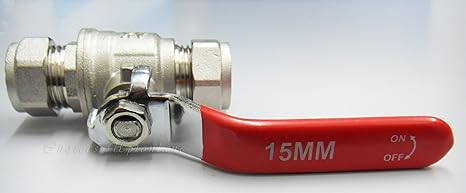 RED Lever Full BORE Isolation Action Ball Valve Compression in Sizes (15MM/22MM/28MM) (15MM)