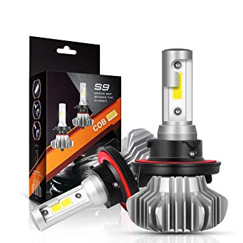 H13/9008 LED Headlight Bulbs Hi/Lo Beam Conversion Kit, Autofeel S9 series Super Bright 24xCSP chips LED Automotive Headlamp 6000K Xenon White (2 Pack)