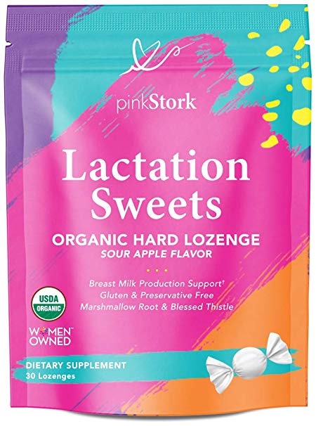 Pink Stork Lactation Sweets: Sour Apple, USDA Organic   Galactagogues for Breastfeeding Support, Women-Owned, 30 Sweets