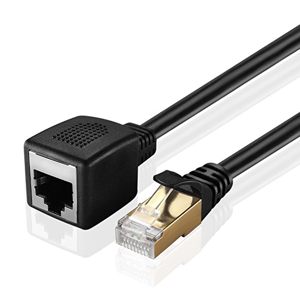 TNP Ethernet Cable Extender Extension Cable Adapter (10FT) - Cat7 Cat6 Cat5e Cat5 RJ45 Female to Male Network Wiring Coupler Joiner Connector Plug Patch Wire Cord - Black