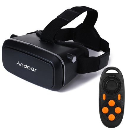 Andoer3D VR Glasses Virtual Reality DIY Video Glasses with Mini Multifunctional Bluetooth V30 Selfie Camera Shutter Gamepad for iPhoneAll 40  60 Smart Phones