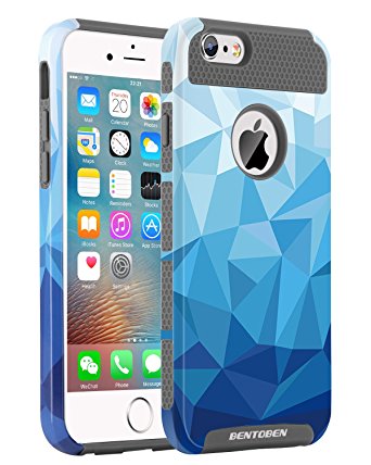 iPhone 6S Plus Case, iPhone 6 Plus Case, BENTOBEN Dual Layer Slim Hybrid Hard PC Soft TPU Stylish Glamour Colorful Shockproof Protective Case for iPhone 6 Plus / iPhone 6S Plus (5.5 Inch), Blue/Gray