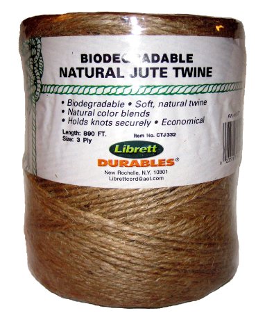 Librett Biodegradable Natural Jute Twine 890 FT - 32oz - 3 Ply
