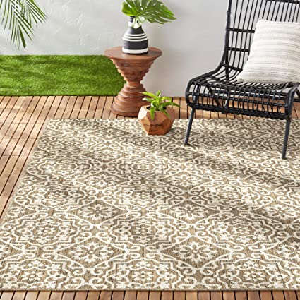 Home Dynamix Nicole Miller Patio Country Danica Indoor/Outdoor Area Rug, Brown/Beige, 5'2"x7'2"