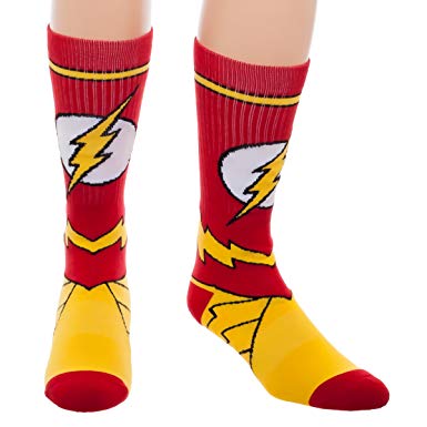 DC Comics Flash Suit Up Crew Socks One size fits most men, women and teens