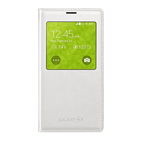 Samsung Galaxy S5 Wireless Charging Case S View Flip Cover Folio - White (Discontinued by Manufacturer)