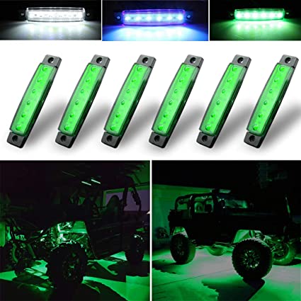 Botepon 6Pcs Led Rock Lights, Strip Lights, Wheel Well Lights, Led Underglow Kit for Golf Cart, Jeep Wrangler, RZR, Offroad, F150, F250, Snowmobile (Green)