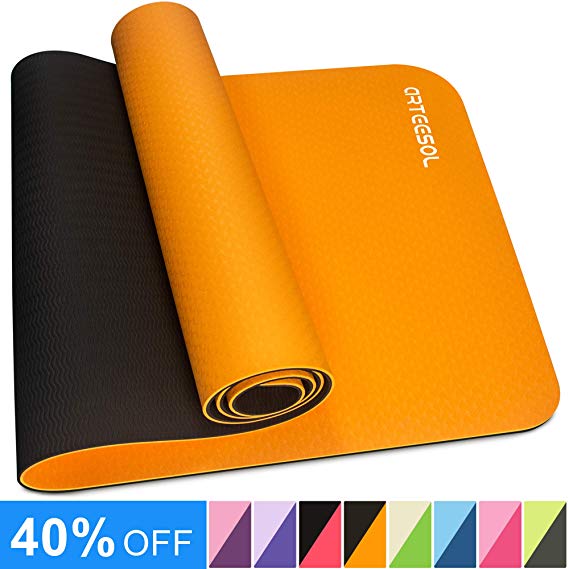 arteesol Yoga Mat, Non-Slip Exercise Mat Pollutant-Free TPE Fitness Mat with Carrying Strap for Yoga/Pilates/Exercises/Gymnastics-183 x 61 x 0.6 cm-8 Colors