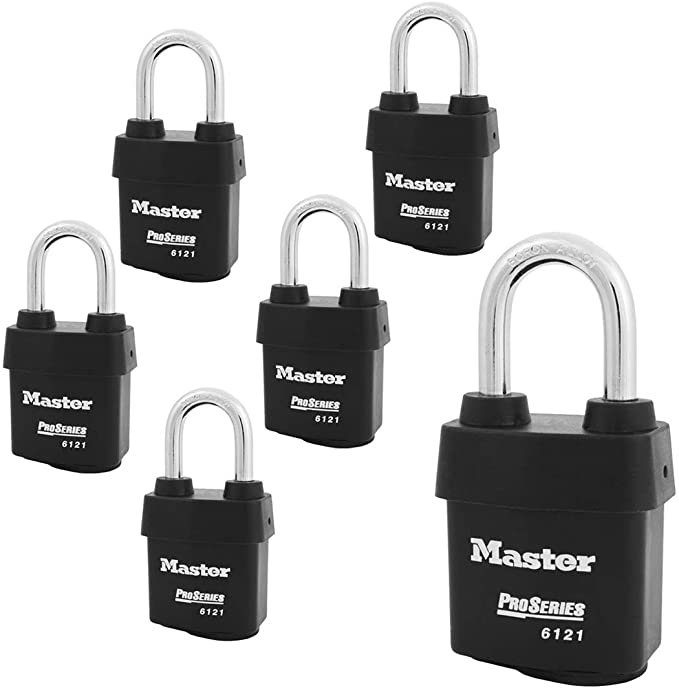 Master Lock - Six (6) High Security Pro Series Padlocks 6121NKALF-6 w/BumpStop Technology