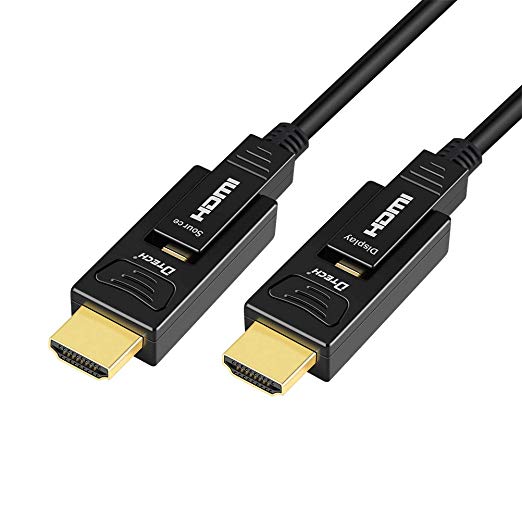 DTECH 10m Fiber Optic HDMI Cable 4K 60Hz 4:4:4 4:2:2 4:2:0 Chroma Subsampling 18Gbps High Speed Ultra HD with Dual Micro HDMI and Standard HDMI Connectors - 32ft - Black