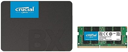 Crucial BX500 240GB 3D NAND SATA 6.35 cm (2.5-inch) SSD (CT240BX500SSD1) & Basics 8GB DDR4 1.2v 2666Mhz CL19 SODIMM RAM Memory Module for Laptops and Notebooks, Green