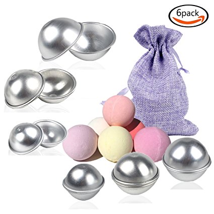 Goodlucky365 DIY Bath Molds Bomb with 3 Sizes 6 Sets 12 Pieces for Crafting Your Own Fizzles