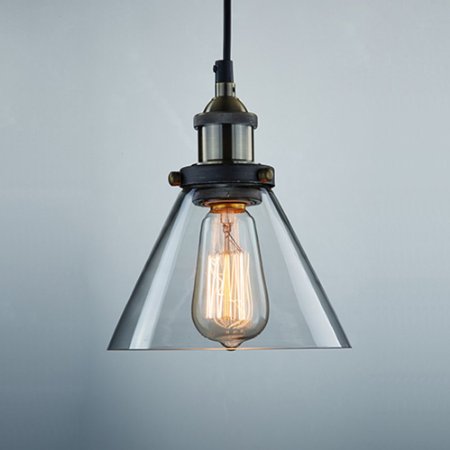 Ecopower Industrial Edison Antique Glass 1-Light Mini Pendant Hanging Light