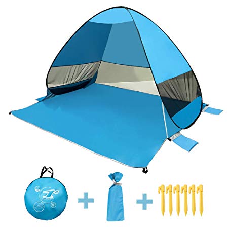 Saleward Pop Up Beach Tent, Portable Instant Sun Shelter Tent with Carry Bag, Sand Pocket, Offer UV 50  Protection, Wind Proof & Waterproof, Large Space, Suitable for Camping, Hiking, Travelling