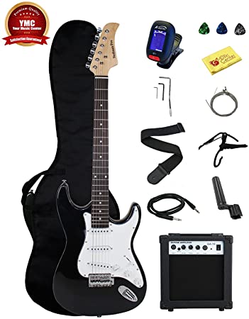 Stedman Pro Beginner Series 39-Inch Electric Guitar with 10-Watt Amp, Case, Strap, Cable, Capo, Picks, Electronic Tuner, Stringwinder and Polish Cloth - Black