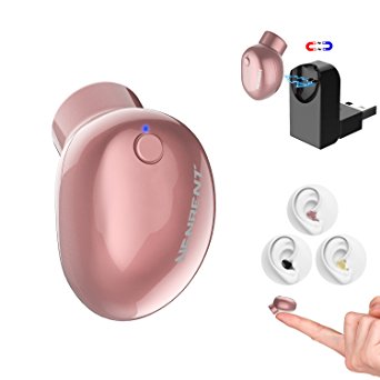 EZ Generation Bluetooth Earbud-Smallest Mini Wireless V4.1 Bluetooth Earpieces Headphones Earphones with Mic Hands-Free Call for iPhone iPad Samsung LG HTC and Other Smartphones-Rose Gold(One Piece)