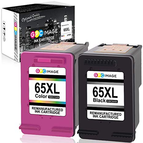 GPC Image Remanufactured Ink Cartridge Replacement for HP 65XL 65 XL Ink to use with Envy 5055 5052 5058 DESKJET 3752 3755 3758 2622 2655 3720 Printer (1 Black, 1 Tri-Color, 2 Pack)