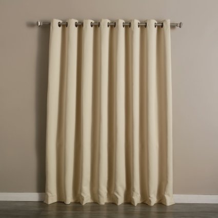 Best Home Fashion Wide Width Thermal Insulated Blackout Curtain - Antique Bronze Grommet Top - Beige - 100W x 84L - 1 Panel