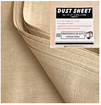 Extra Large 100% Cotton Twill Dust Sheet. Size :12ft x 9ft / 3.50m x 2.60m Approx.
