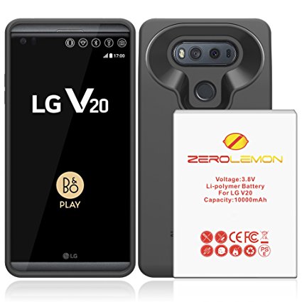 LG V20 Battery Case, ZeroLemon LG V20 10000mAh TriCell Extended Battery with Soft TPU Full Edge Protection Case - Black